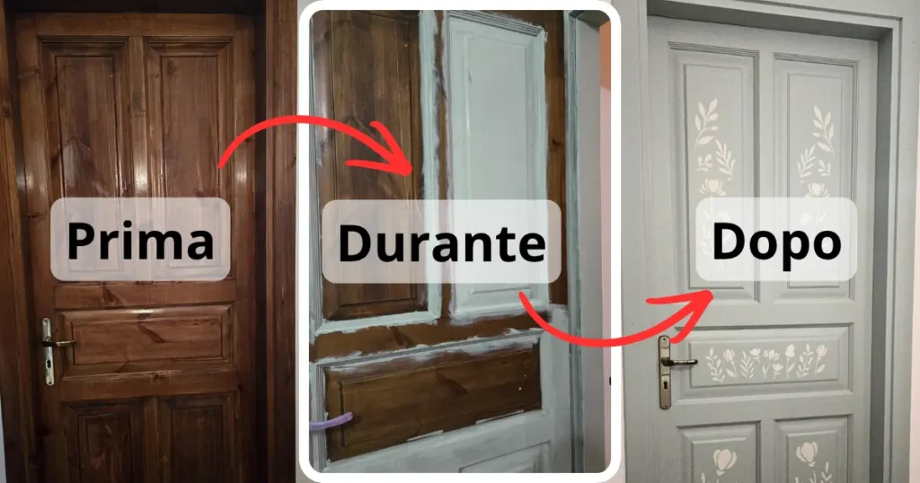 Confronto prima e dopo dipingere porte interne senza carteggiare con MUSA 3 in 1