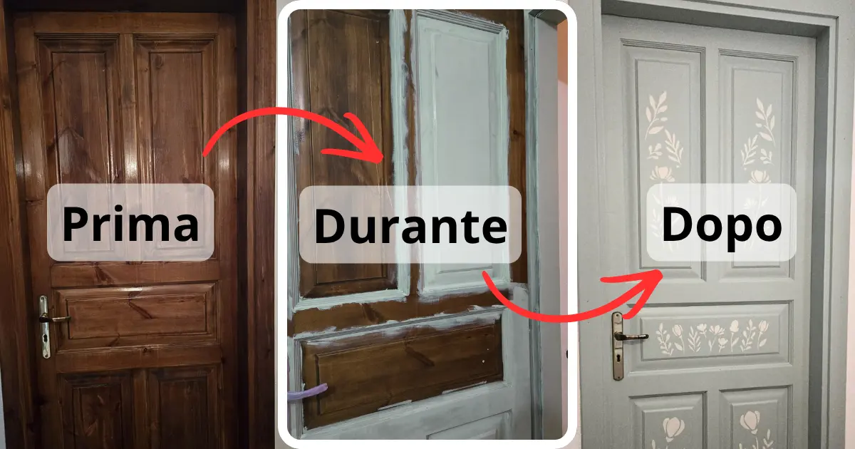 Confronto prima e dopo dipingere porte interne senza carteggiare con MUSA 3 in 1