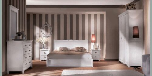 camera matrimoniale stile country chic con letto contenitore