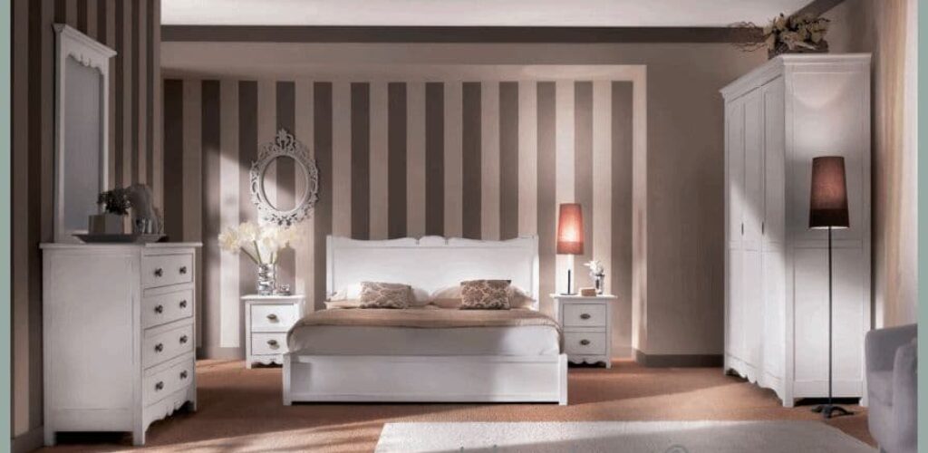 camera matrimoniale stile country chic con letto contenitore