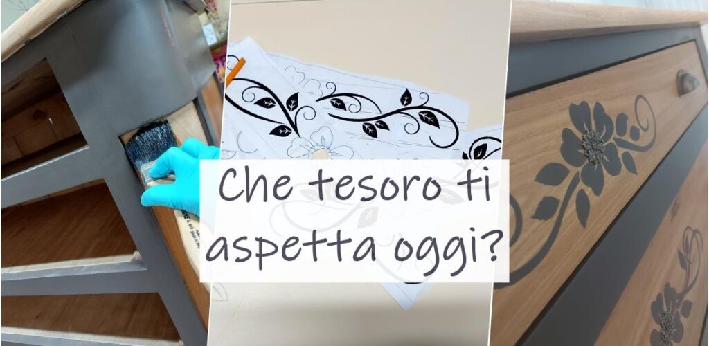 comò legno rinnovato e decorato