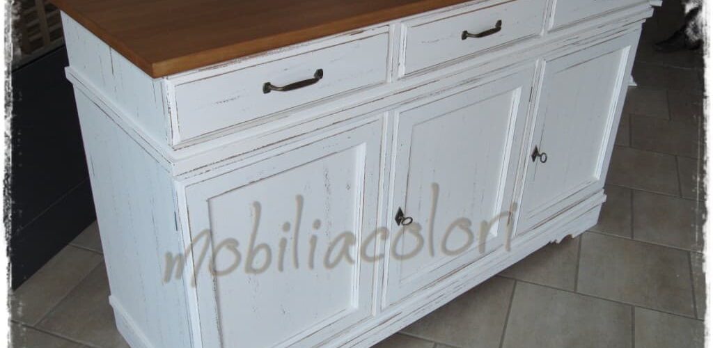 credenza bicolore stile country