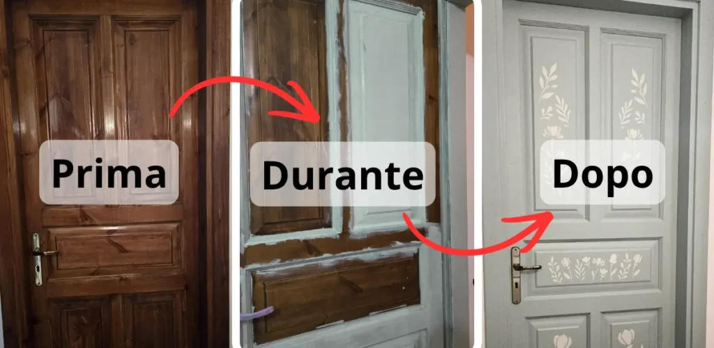 Confronto prima e dopo dipingere porte interne senza carteggiare con MUSA 3 in 1